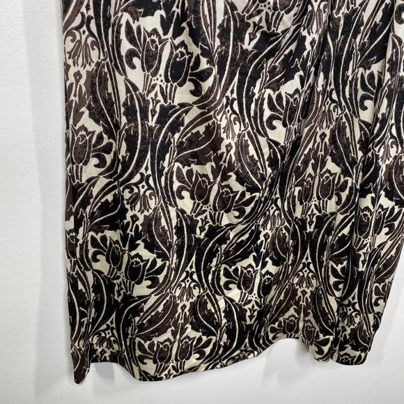 Tory Burch Odila Cream Brown Printed 100% Silk Dress Women's Size Small S - Picture 4 of 10